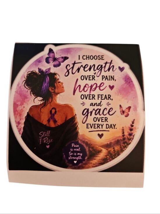Handmade Other - Handmade Chronic Pain Warrior Vinyl Sticker Hope Over Fear Purple Butterfly 3x3